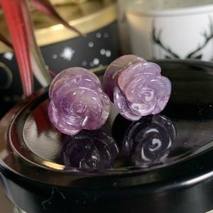 12.5mm carved rose amethyst plugs
